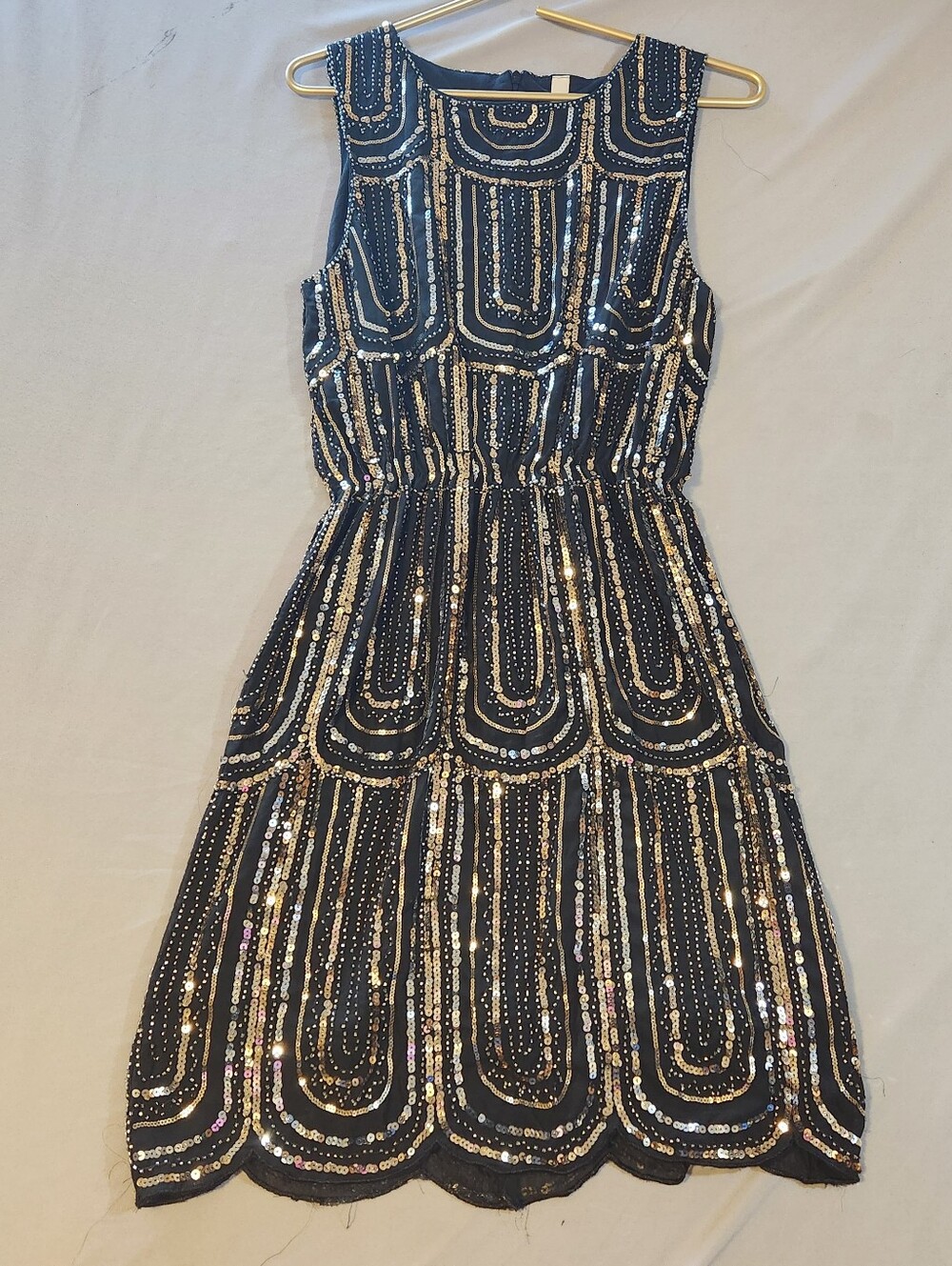 Women's Navy Sequin Sleeveless Party Dress